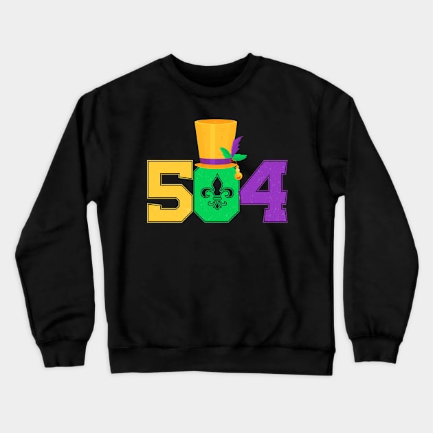 Mardi Gras 504 Nola New Orleans Louisiana LA Gift Crewneck Sweatshirt by BadDesignCo